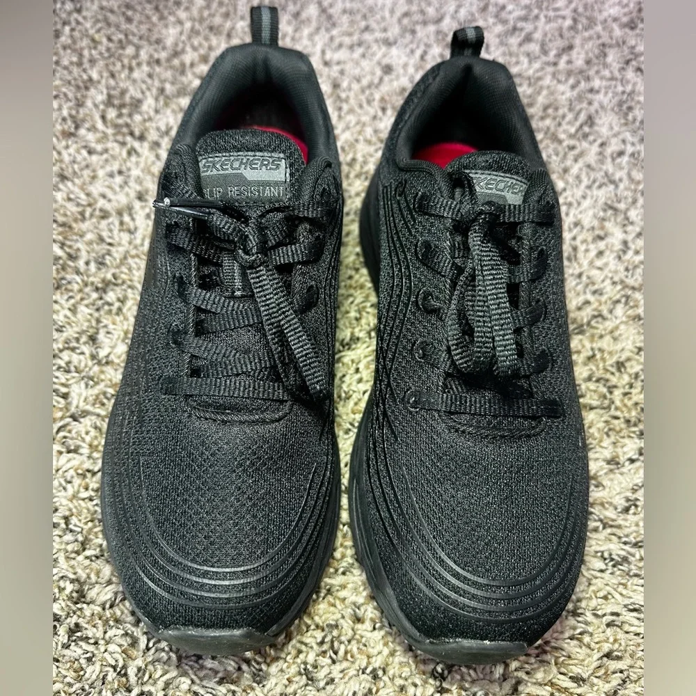 Skechers Women Size 7 Work Shoes Black Slip Resistant Memory Foam Max Cushion - Picture 5 of 9